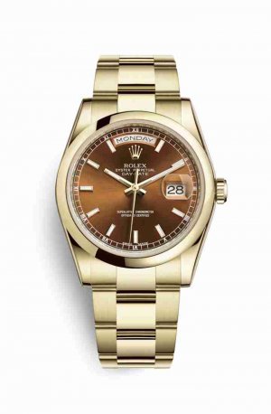 Swiss Replica Rolex Day-Date 36 118208 Cognac Dial Watch