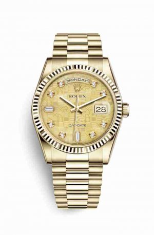 Swiss Replica Rolex Day-Date 36 118238 Champagne mother-of-pearl Jubilee diamonds Watch