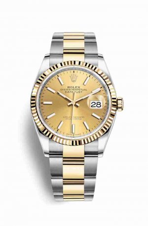Swiss Replica Rolex Datejust 36 Yellow 126233 Champagne Dial Watch