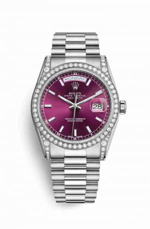 Swiss Replica Rolex Day-Date 36 diamonds 118389 Cherry Dial Watch