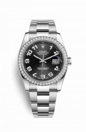 Swiss Replica Rolex Datejust 36 White gold 116244 Black Dial Watch