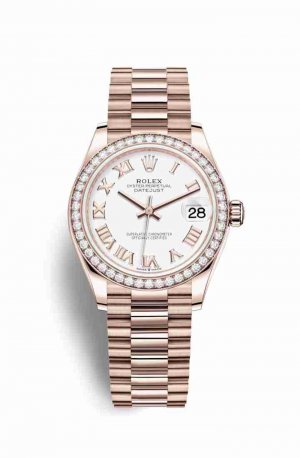 Swiss Replica Rolex Datejust 31 Everose gold 278285RBR White Dial Watch