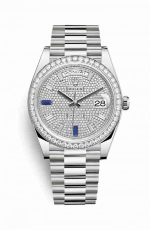 Swiss Replica Rolex Day-Date 40 228349RBR Paved diamonds sapphires Dial Watch