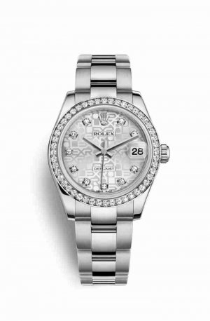 Swiss Replica Rolex Datejust 31 White gold 178384 Silver Jubilee diamonds Watch