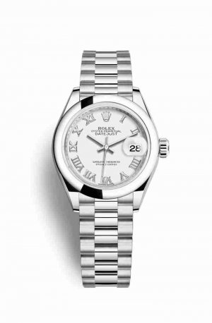 Swiss Replica Rolex Datejust 28 Platinum 279166 White Dial Watch