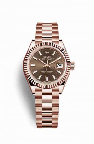 Swiss Replica Rolex Datejust 28 Everose gold Chocolate Dial m279175-0007