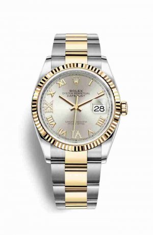 Swiss Replica Rolex Datejust 36 Yellow 126233 Silver diamonds Watch