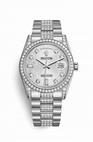 Swiss Replica Rolex Day-Date 36 diamonds 118389 Silver Jubilee diamonds Watch