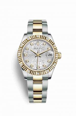 Swiss Replica Rolex Datejust 31 Yellow 178313 Silver Jubilee diamonds Watch