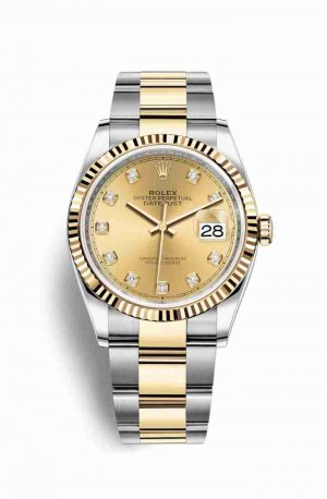 Swiss Replica Rolex Datejust 36 Yellow 126233 Champagne diamonds Watch