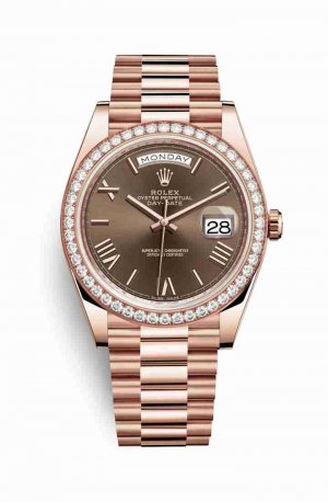 Swiss Replica Rolex Day-Date 40 Everose gold 228345RBR Chocolate Dial Watch