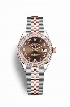 Swiss Replica Rolex Datejust 28 Everose gold 279381RBR Chocolate Dial Watch