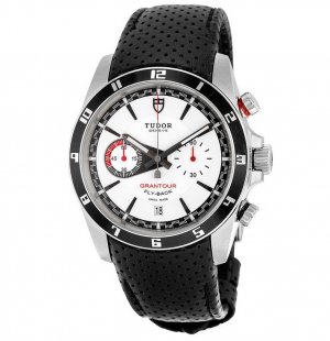 Tudor Grantour White Dial Black Leather Men's Watch 20550N-WMCPL