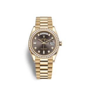 Fake Rolex Day-Date 36 18 ct yellow gold M128348RBR-0005 Dark grey set with diamonds Dial Watch