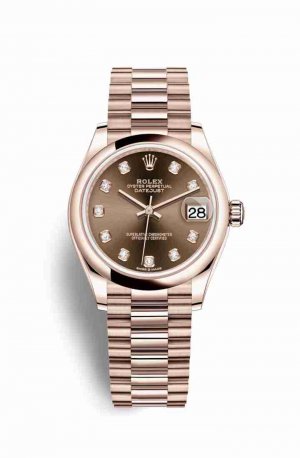 Swiss Replica Rolex Datejust 31 Everose gold 278245 Chocolate diamonds Watch