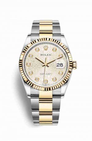 Swiss Replica Rolex Datejust 36 Yellow 126233 Silver Jubilee diamonds Watch