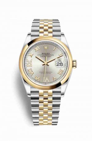 Swiss Replica Rolex Datejust 36 Yellow 126203 Silver diamonds Watch