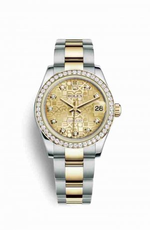 Swiss Replica Rolex Datejust 31 Yellow 178383 Champagne Jubilee diamonds Watch