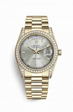 Swiss Replica Rolex Day-Date 36 118388 Silver Dial Watch