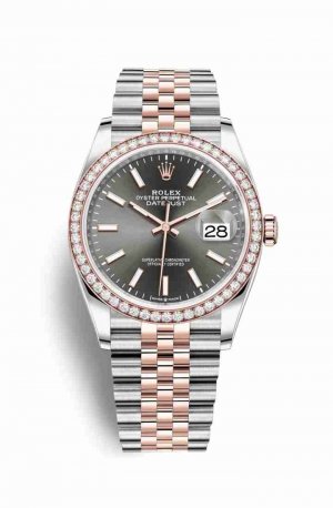 Swiss Replica Rolex Datejust 36 Everose gold 126281RBR Dark rhodium Dial Watch