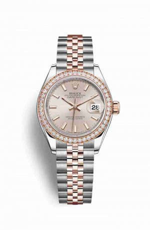Swiss Replica Rolex Datejust 28 Everose gold 279381RBR Sundust Dial Watch