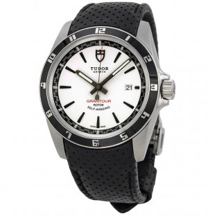 Tudor Grantour White Dial Black Microperforated Leather Men's Wa