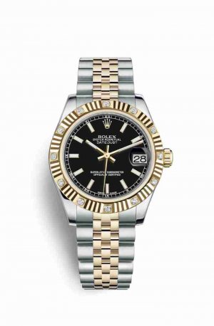 Swiss Replica Rolex Datejust 31 Yellow 178313 Black Dial Watch