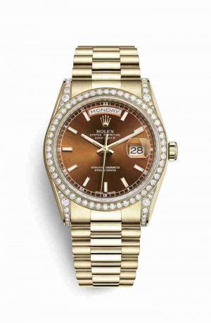 Swiss Replica Rolex Day-Date 36 118388 Cognac Dial Watch