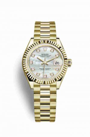 Swiss Replica Rolex Datejust 28 279178 White mother-of-pearl diamonds Watch