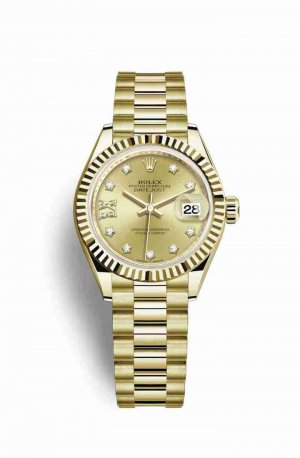 Swiss Replica Rolex Datejust 28 279178 Champagne diamonds Watch