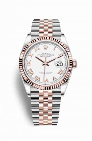 Swiss Replica Rolex Datejust 36 Everose gold 126231 White Dial Watch