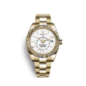 Fake Rolex Sky-Dweller 18 ct yellow gold M326938-0005 White Dial Watch