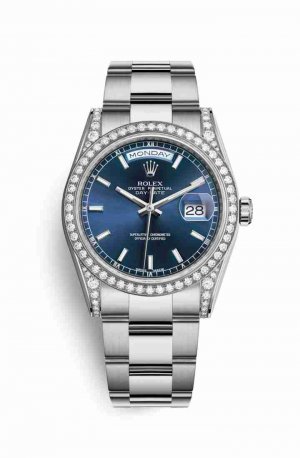 Swiss Replica Rolex Day-Date 36 diamonds 118389 Blue Dial Watch