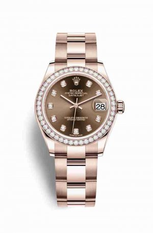 Swiss Replica Rolex Datejust 31 Everose gold 278285RBR Chocolate diamonds Watch