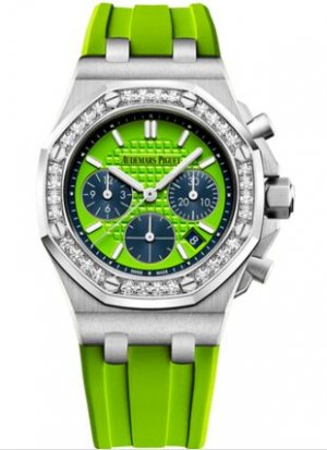 Swiss Replica Audemars Piguet Royal Oak OffShore 26231 Lady Chronograph Stainless Steel Green Diamond 26231ST.ZZ.D038CA.01