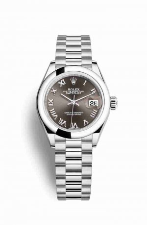 Swiss Replica Rolex Datejust 28 Platinum 279166 Dark grey Dial Watch