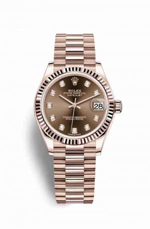 Swiss Replica Rolex Datejust 31 Everose gold 278275 Chocolate diamonds Watch