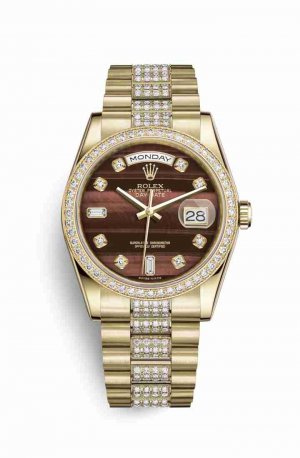 Swiss Replica Rolex Day-Date 36 118348 Bulls eye diamonds Watch