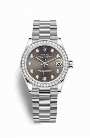 Swiss Replica Rolex Datejust 31 278289RBR Dark grey diamonds Watch