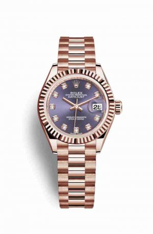 Swiss Replica Rolex Datejust 28 Everose gold Aubergine diamonds m279175-0019