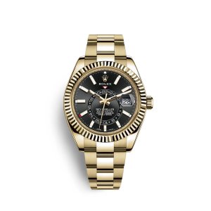 Fake Rolex Sky-Dweller 18 ct yellow gold M326938-0004 Black Dial Watch