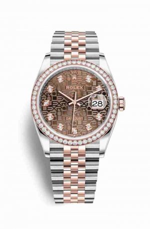 Swiss Replica Rolex Datejust 36 Everose gold 126281RBR Chocolate Jubilee diamonds Watch