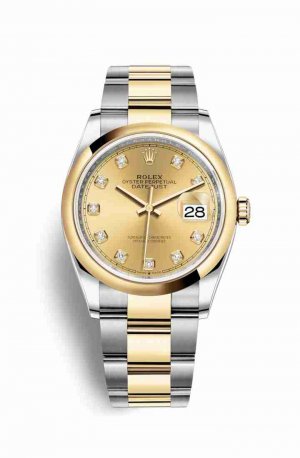 Swiss Replica Rolex Datejust 36 Yellow 126203 Champagne diamonds Watch