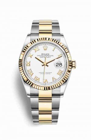 Swiss Replica Rolex Datejust 36 Yellow 126233 White Dial Watch