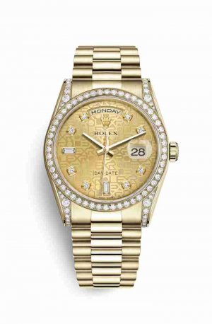Swiss Replica Rolex Day-Date 36 118388 Champagne Jubilee diamonds Watch