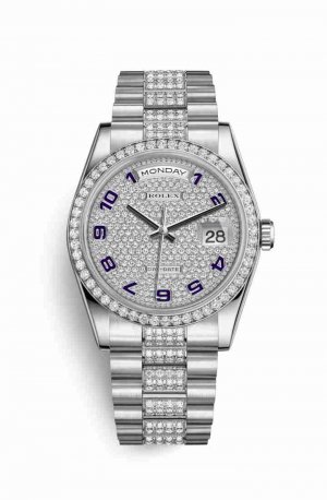Swiss Replica Rolex Day-Date 36 Platinum 118346 Diamond-paved Dial Watch