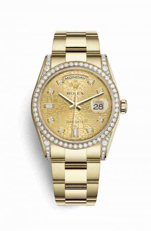 Swiss Replica Rolex Day-Date 36 118388 Champagne Jubilee diamonds Watch