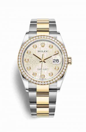 Swiss Replica Rolex Datejust 36 Yellow 126283RBR Silver Jubilee diamonds Watch
