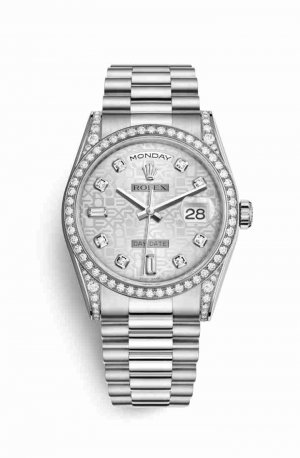 Swiss Replica Rolex Day-Date 36 diamonds 118389 Silver Jubilee diamonds Watch