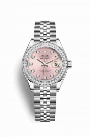 Swiss Replica Rolex Datejust 28 White gold 279384RBR Pink diamonds Watch